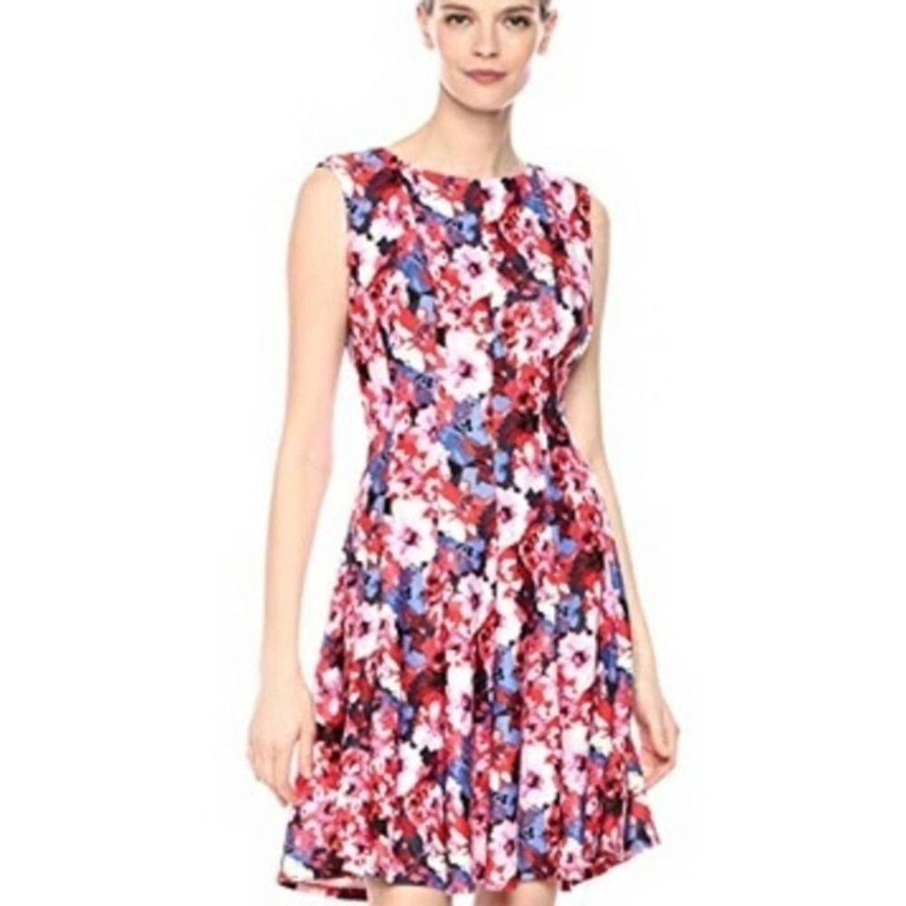 New Gabby Skye Floral Scuba Fit‎ Flare Dress Plus